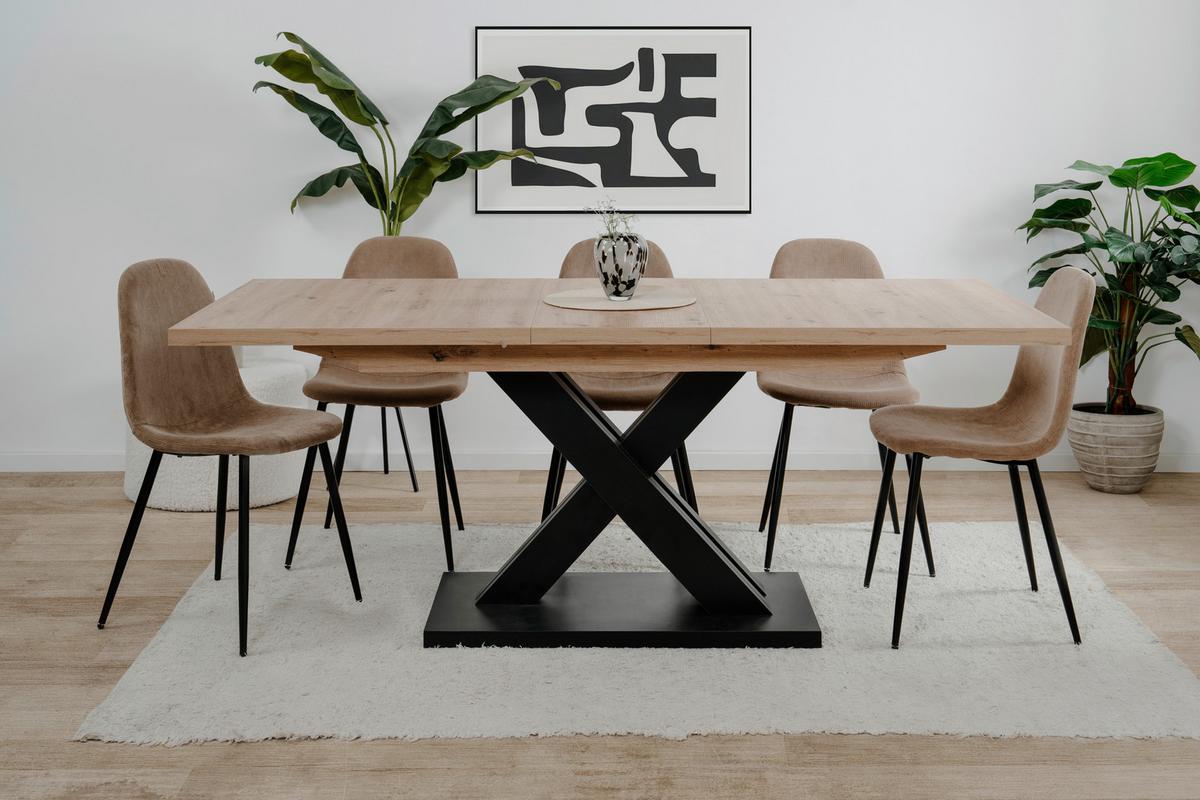 Esstisch Avant Schwarz/ Eiche Artisan L: 160-200cm - Schwarz/Eiche Artisan, Design, Holzwerkstoff (160-200/90/76cm) - MID.YOU