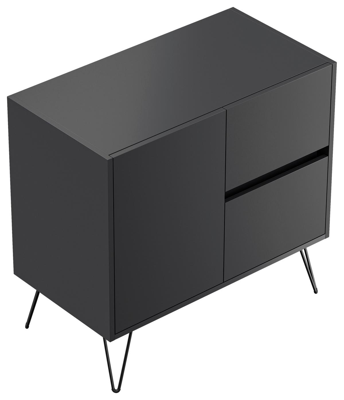 Sideboard Posseik Industrial Graphitfarben B: 79 cm - Graphitfarben/Schwarz, Design, Holzwerkstoff (79/75,8/42cm) - MID.YOU