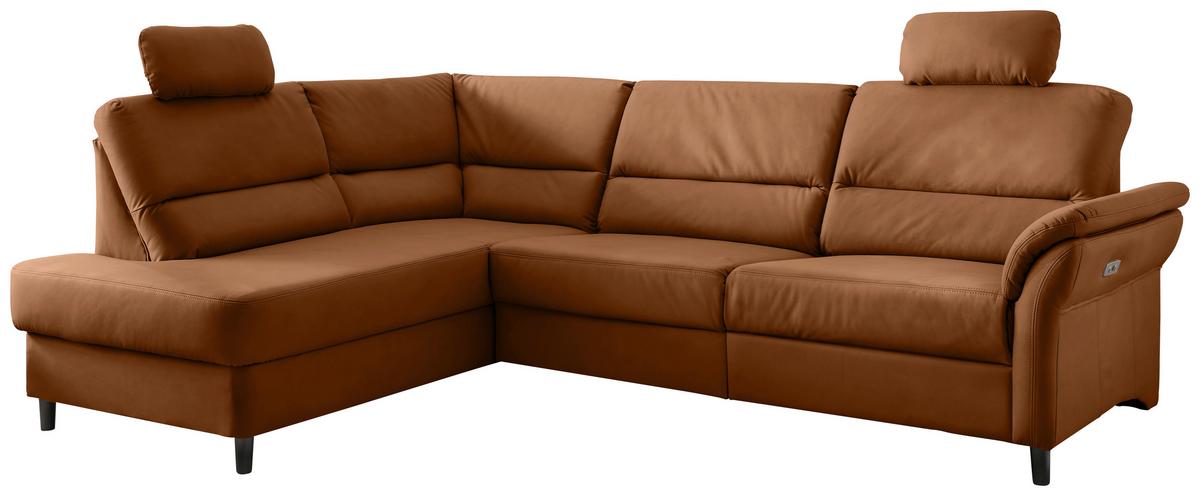 Ecksofa Cavoli, Cognac S: 190x266 cm - Cognac/Schwarz, MODERN, Textil (190/266cm) - Livetastic