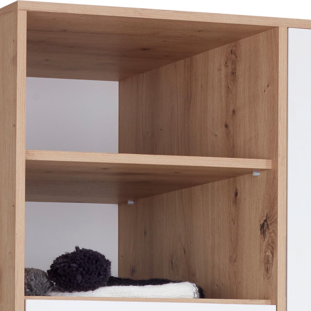 Kleiderschrank mit Fächern 147cm Box, Weiß/Eiche Dekor - Weiß/Eiche Artisan, MODERN, Holzwerkstoff (147/205/55cm) - Ondega