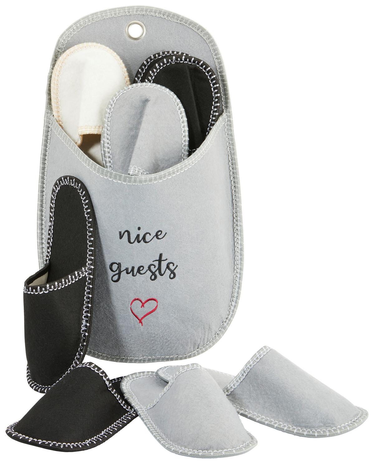 SADA PAPÚČ PRE HOSTÍ NICE GUESTS - biela/svetlosivá, Konventionell, textil (35-45null) - Modern Living