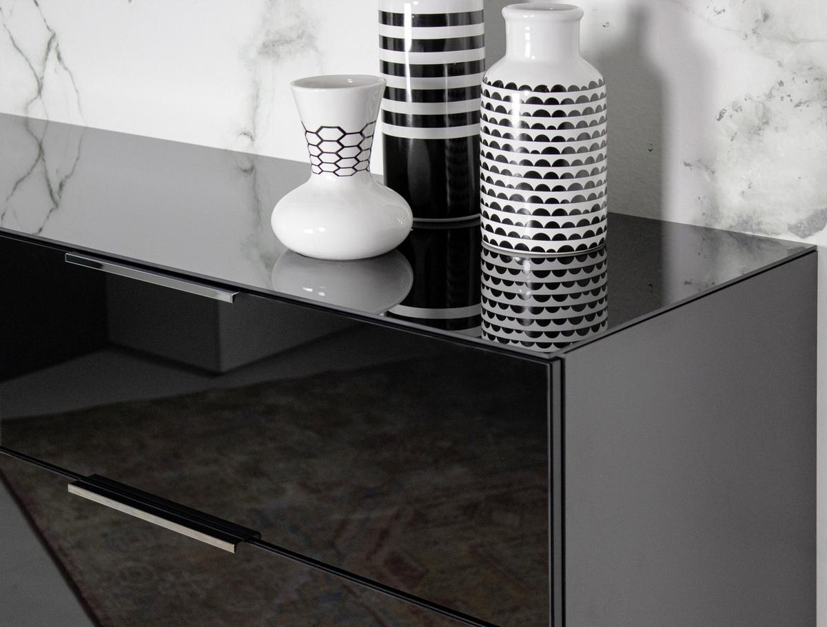 Kommode mit Glasfront B: 83 cm Gw-Oakland, Schwarz - Schwarz, KONVENTIONELL, Glas/Holzwerkstoff (83/102/42cm) - Germania