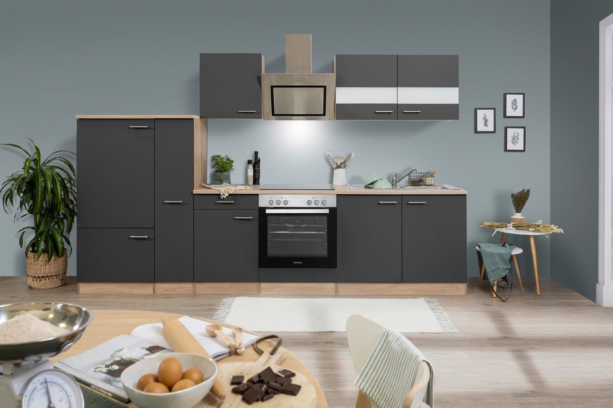 Küchenblock Merle Küchenblock 300 cm - Eichefarben/Grau, Basics, Holzwerkstoff (300cm) - Respekta