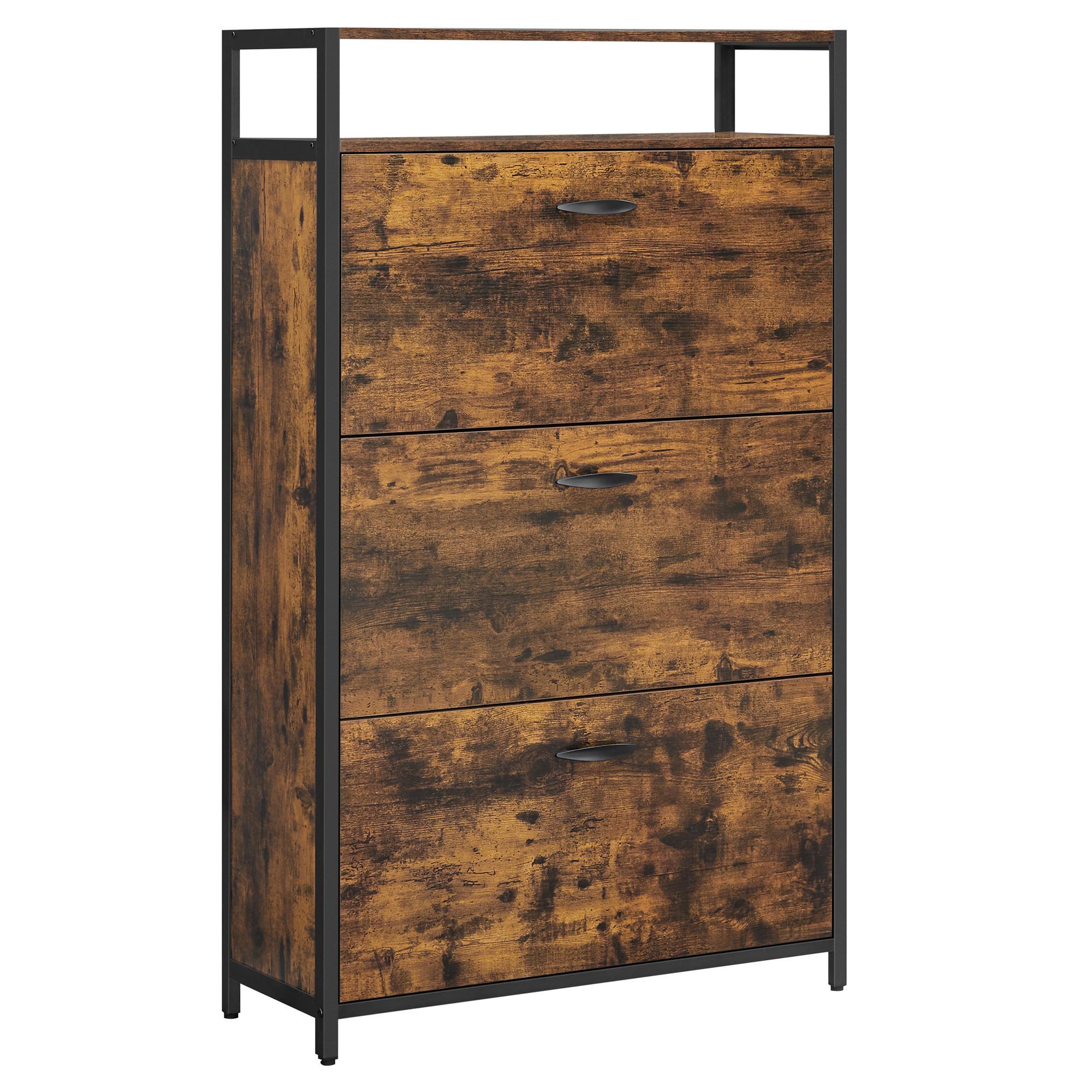 VYKLÁPĚCÍ BOTNÍK RUSTIC HNĚDÁ, KOV ČERNÝ - černá/hnědá, Moderní, kov/kompozitní dřevo (80/131/30cm) - MID.YOU