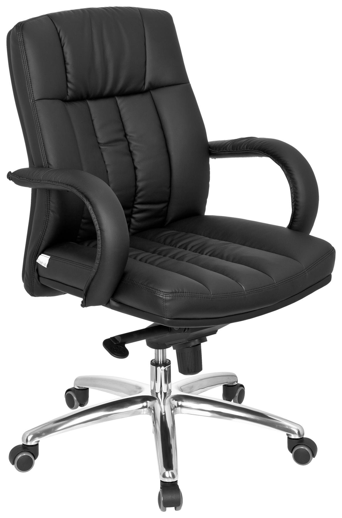 Chefsessel Xxl G 100 Lederlook Schwarz Bis 150 Kg - Silberfarben/Schwarz, Basics, Kunststoff/Textil (62/113/59cm) - MID.YOU