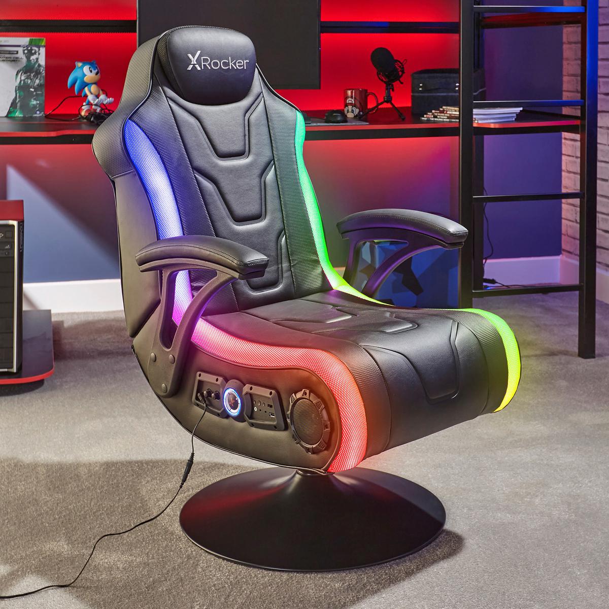 Gamingsessel Monsoon Rgb 4.1 - Schwarz, MODERN, Kunststoff/Textil (66/105/82cm) - X Rocker