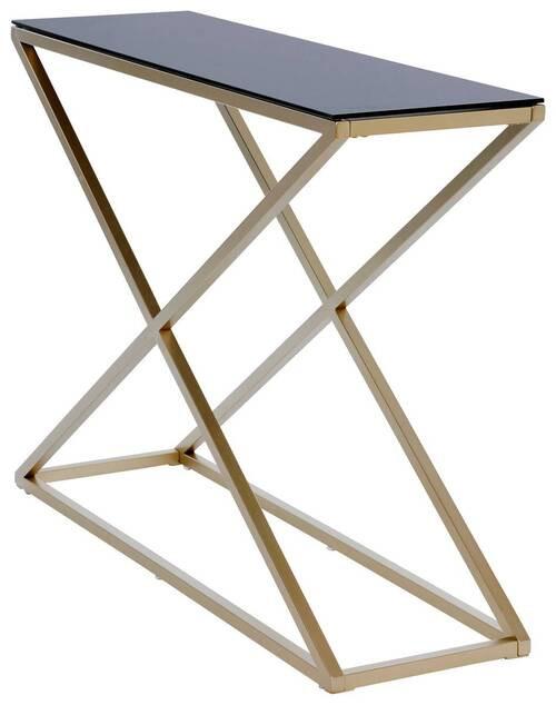 Konsolentisch Xtra Console Goldfarben/Schwarz B: 30 cm - Goldfarben/Schwarz, MODERN, Glas/Metall (100/30/74cm) - Livetastic