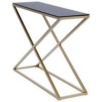 Konsolentisch Xtra Console Goldfarben/schwarz B: 30 Cm - Goldfarben/Schwarz, MODERN, Glas/Metall (100/30/74cm) - Livetastic