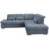 Ecksofa mit Schlaffunktion Dalida Blau Chenille - Chromfarben/Blau, Design, Textil (280/254cm) - Livetastic