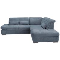Ecksofa Mit Schlaffunktion Dalida Blau Chenille - Chromfarben/Blau, Design, Textil (280/254cm) - Livetastic