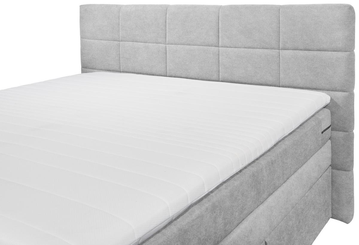 Boxspringbett Mit Topper & Bettkasten 180x200 Tacoma 3 - Silberfarben, KONVENTIONELL, Kunststoff/Textil (180/200cm) - MID.YOU