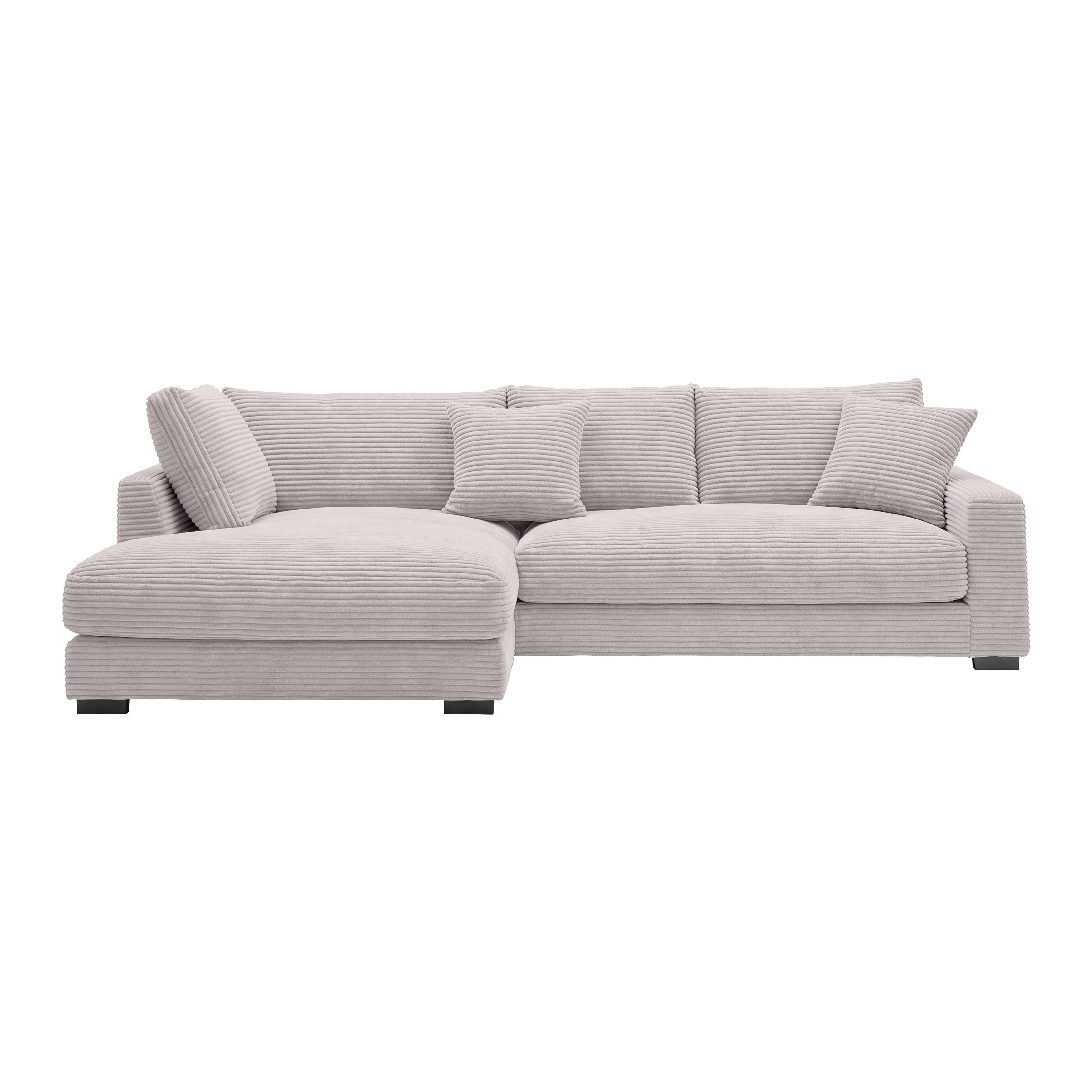 Rohová sedačka PEDRO, levá, růžový manšestr - růžová/černá, Moderní, textil/plast (190/300cm) - Mömax