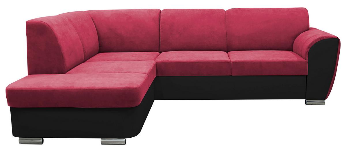 Ecksofa Mit  Bettkasten Doris Rücken Echt Rot/schwarz - Silberfarben/Rot, Design, Textil (196/255cm) - MID.YOU