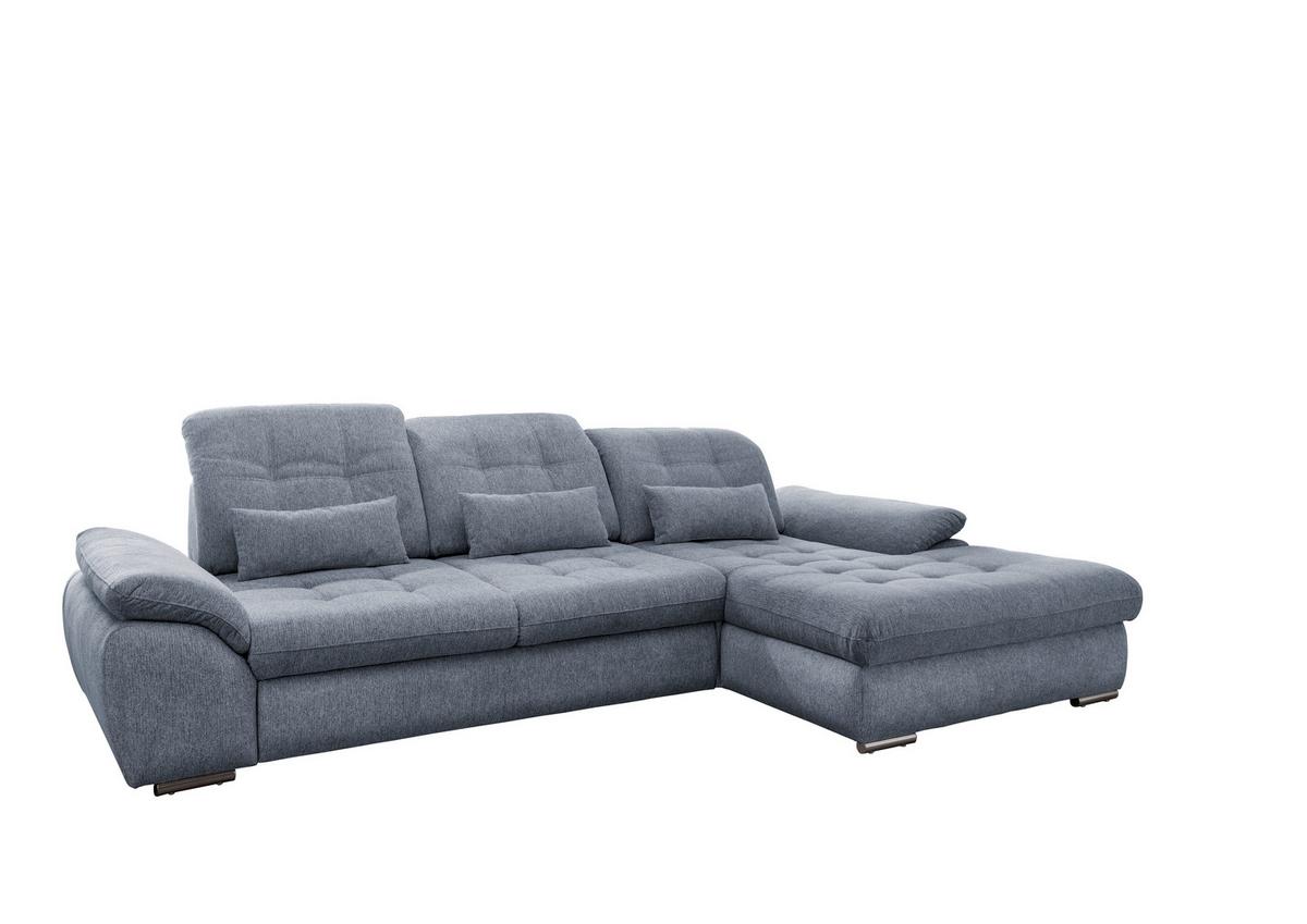 Ecksofa mit Bettkasten Rigatti Hellblau S: 314x184 cm - Chromfarben/Anthrazit, MODERN, Textil (314/184cm) - Livetastic