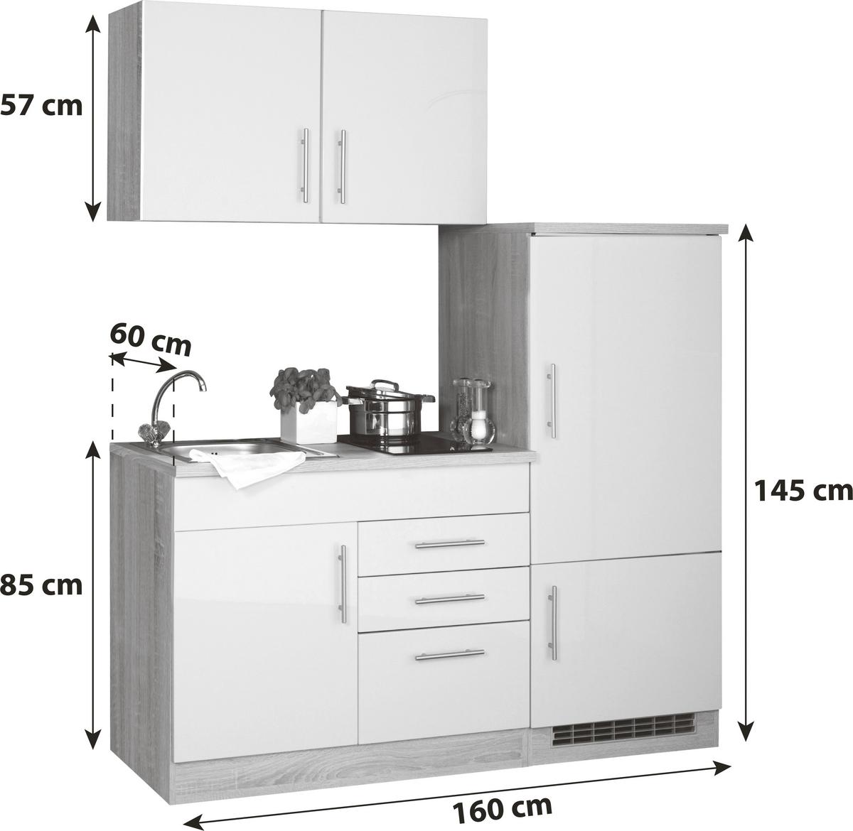 Küchenblock Toronto Weiß/Graphitfarben B: 160 cm - Graphitfarben/Weiß, MODERN, Holzwerkstoff (160cm) - Held
