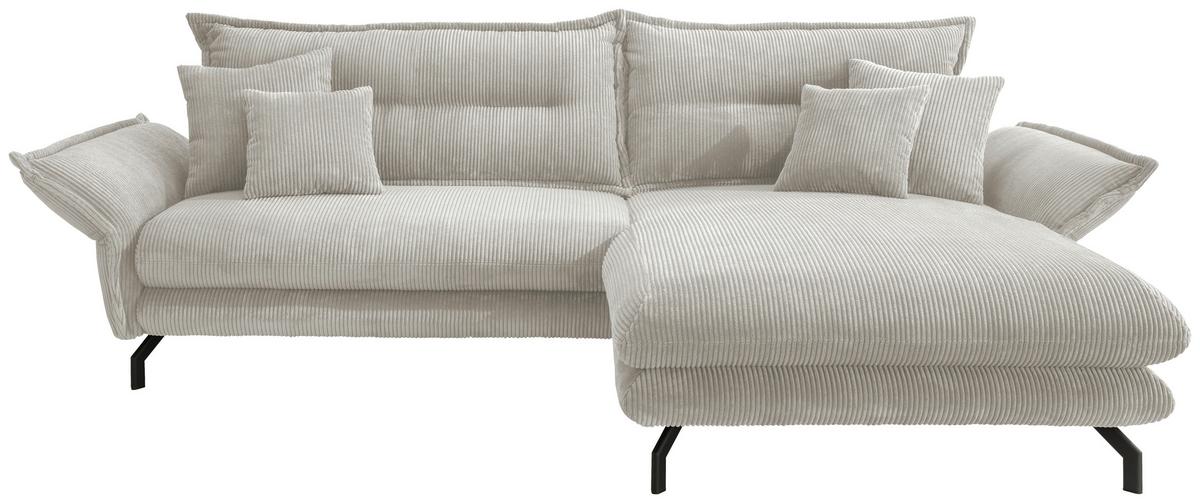 Ecksofa Lava Silberfarben S: 255/180 cm - Silberfarben/Schwarz, MODERN, Textil (255/180cm) - Livetastic