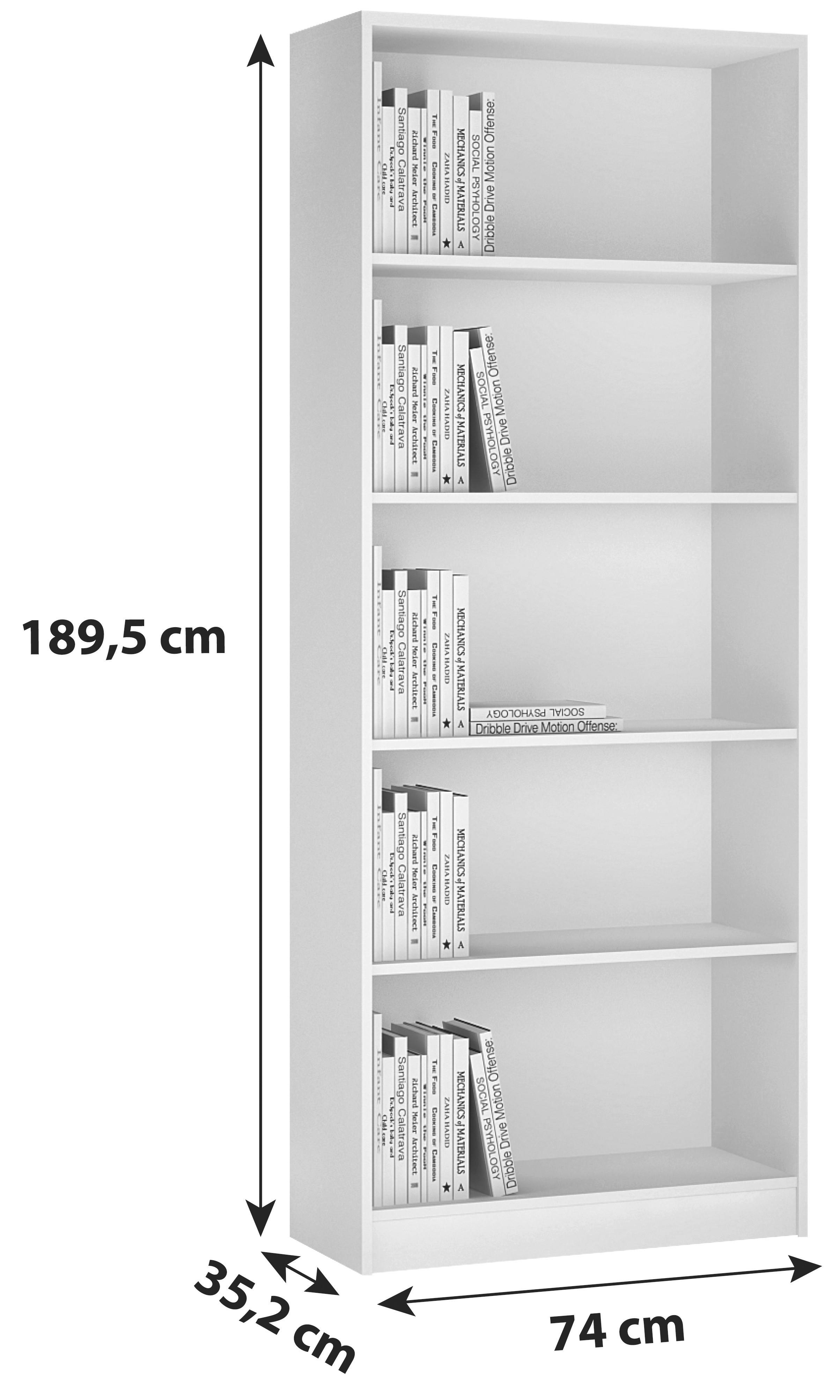 REGÁL 4-YOU YUR03 - biela, Modern, drevo (74/189,5/35,2cm)