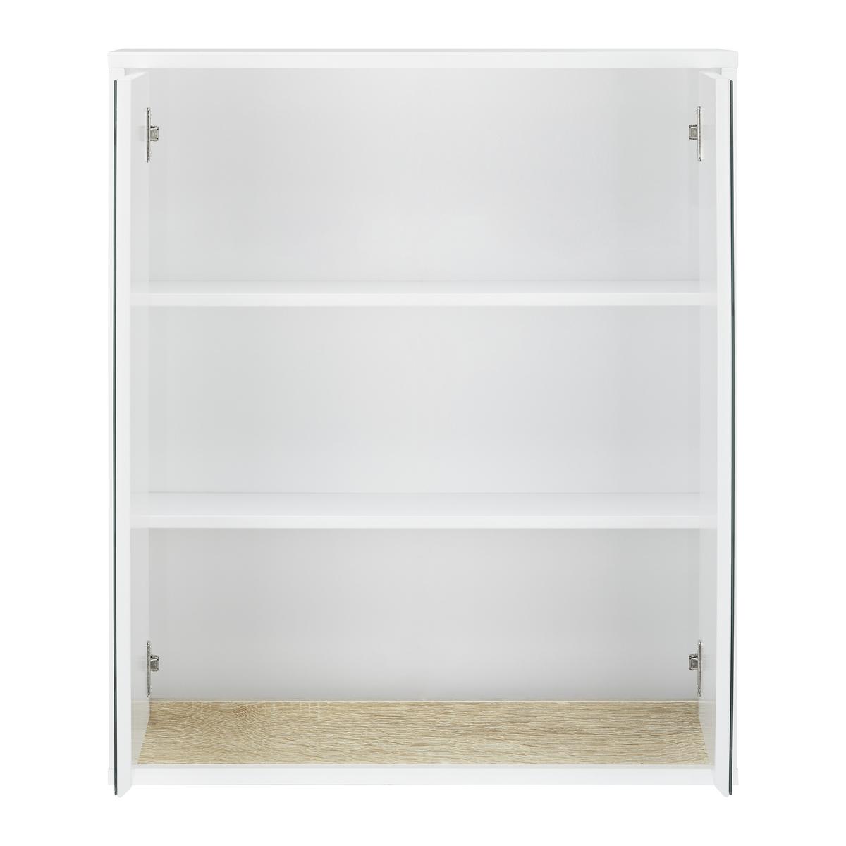 Závěsní skřiňka MASSIMO bílá/borovice - bílá/barvy stříbra, Moderní, sklo (60/70/18cm) - Bessagi Home