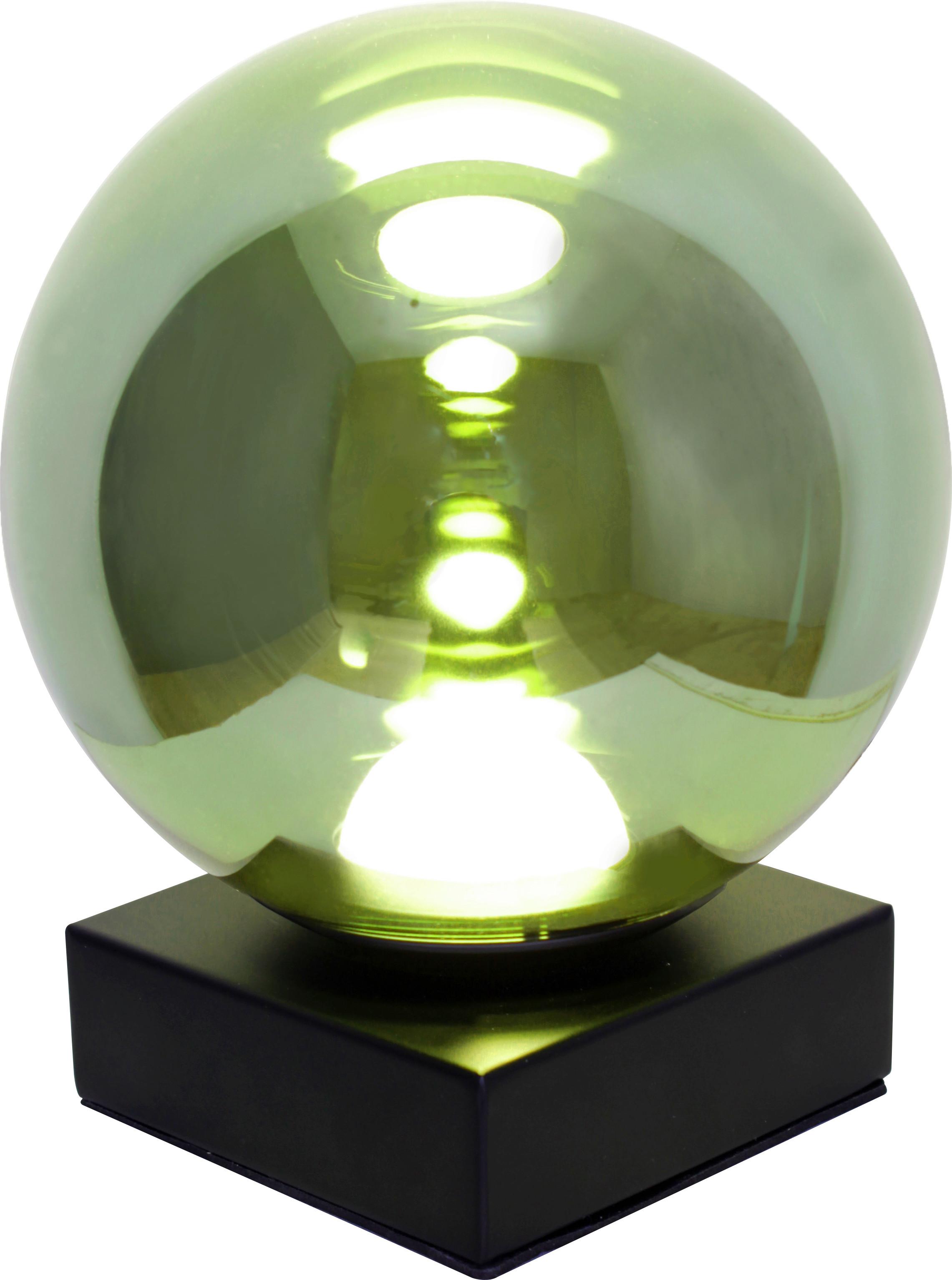 Tischleuchte Altair Hellgrün L: 10 cm - Schwarz/Hellgrün, Basics, Glas/Metall (10/10/18cm)