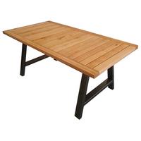 Gartentisch Bergen Eiche/Metall L 180 cm - Eichefarben/Schwarz, Basics, Holz/Metall (180/95/76cm) - Acamp