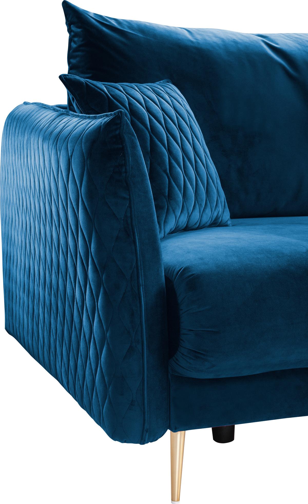 2-sitzer-sofa Mit Schlaffunktion Empoli B: 235cm - Blau/Goldfarben, Design, Textil (235/96/104cm) - MID.YOU