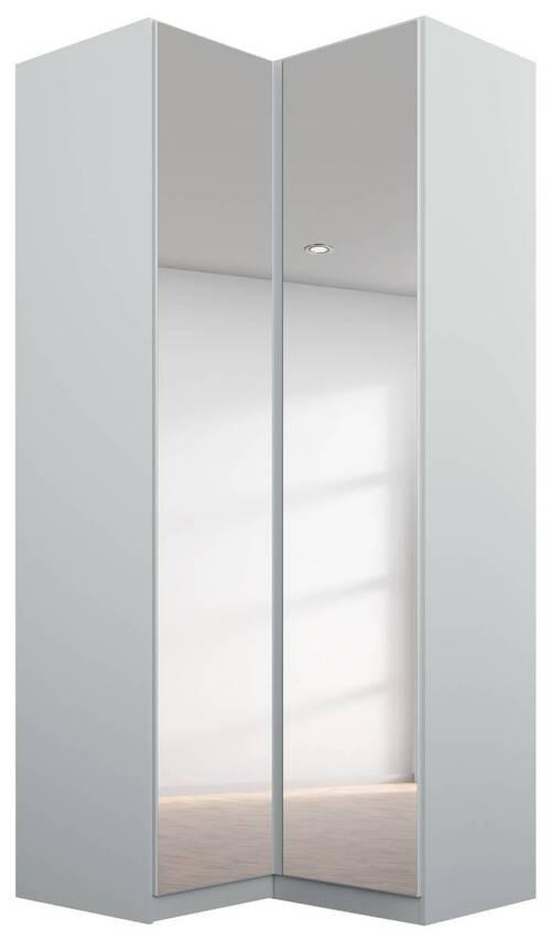 Eckschrank Mit Spiegel 100 cm Alabama, Seidengrau - Silberfarben/Hellgrau, MODERN, Holzwerkstoff (100/229/102cm)