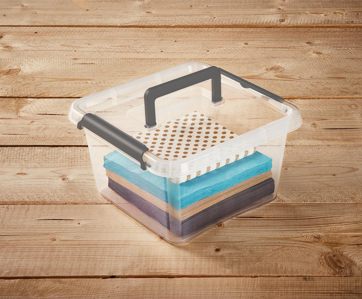 Aufbewahrungsbox M. Deckel Mila 9l, 29,5x29,5x17 Cm - Transparent/Schwarz, KONVENTIONELL, Kunststoff (29,5/29,5/17cm) - Homezone