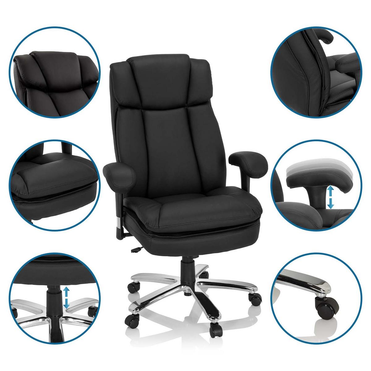 Chefsessel Builder Xxl Armstützen Schwarz 180 Kg - Silberfarben/Schwarz, MODERN, Kunststoff/Textil (77/123/84cm) - MID.YOU