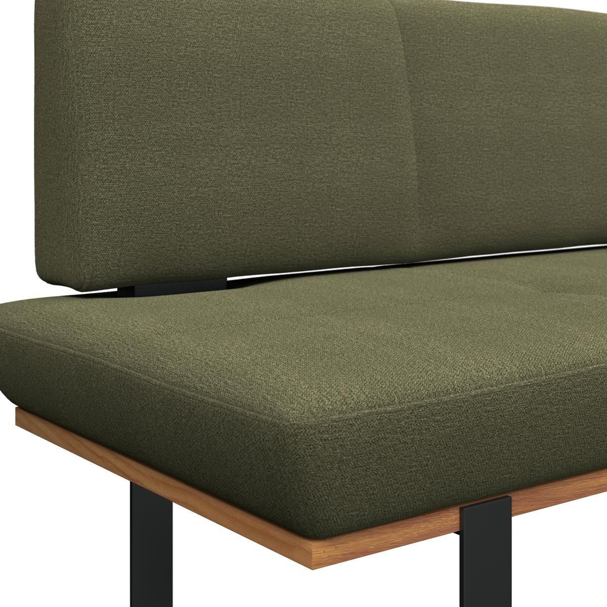 Sitzbank Tristan Webstoff grün, B: 170cm - Schwarz/Grün, MODERN, Holz/Textil (170/48/90cm) - James Wood