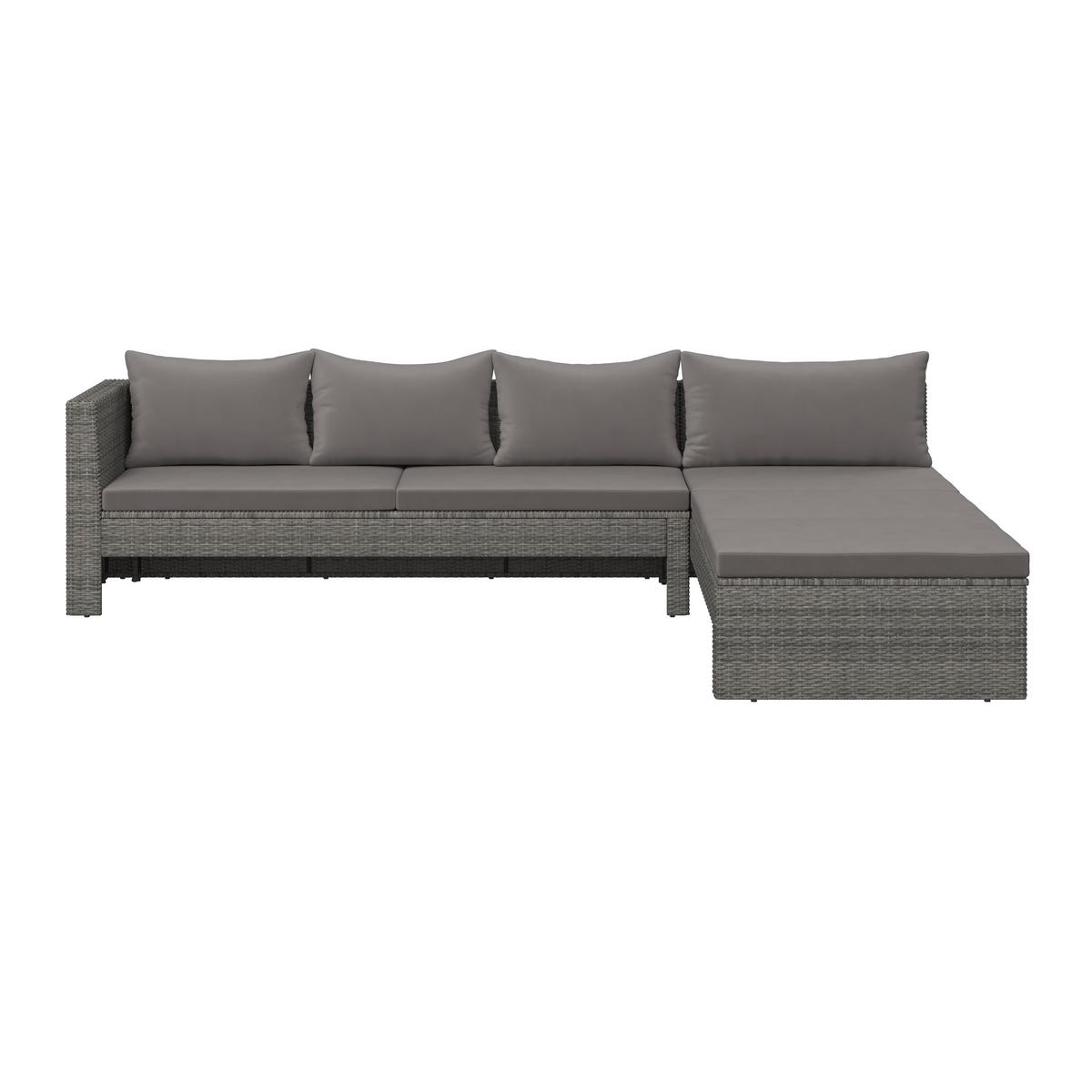 Loungegarnitur Tripolis - Schwarz/Grau, MODERN, Glas/Kunststoff (192/192cm) - Beldano