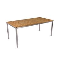 Gartentisch Denver Teakholz/Edelstahl L 90 cm - Silberfarben/Teakfarben, MODERN, Holz/Metall (180/90/75cm) - Gardenson