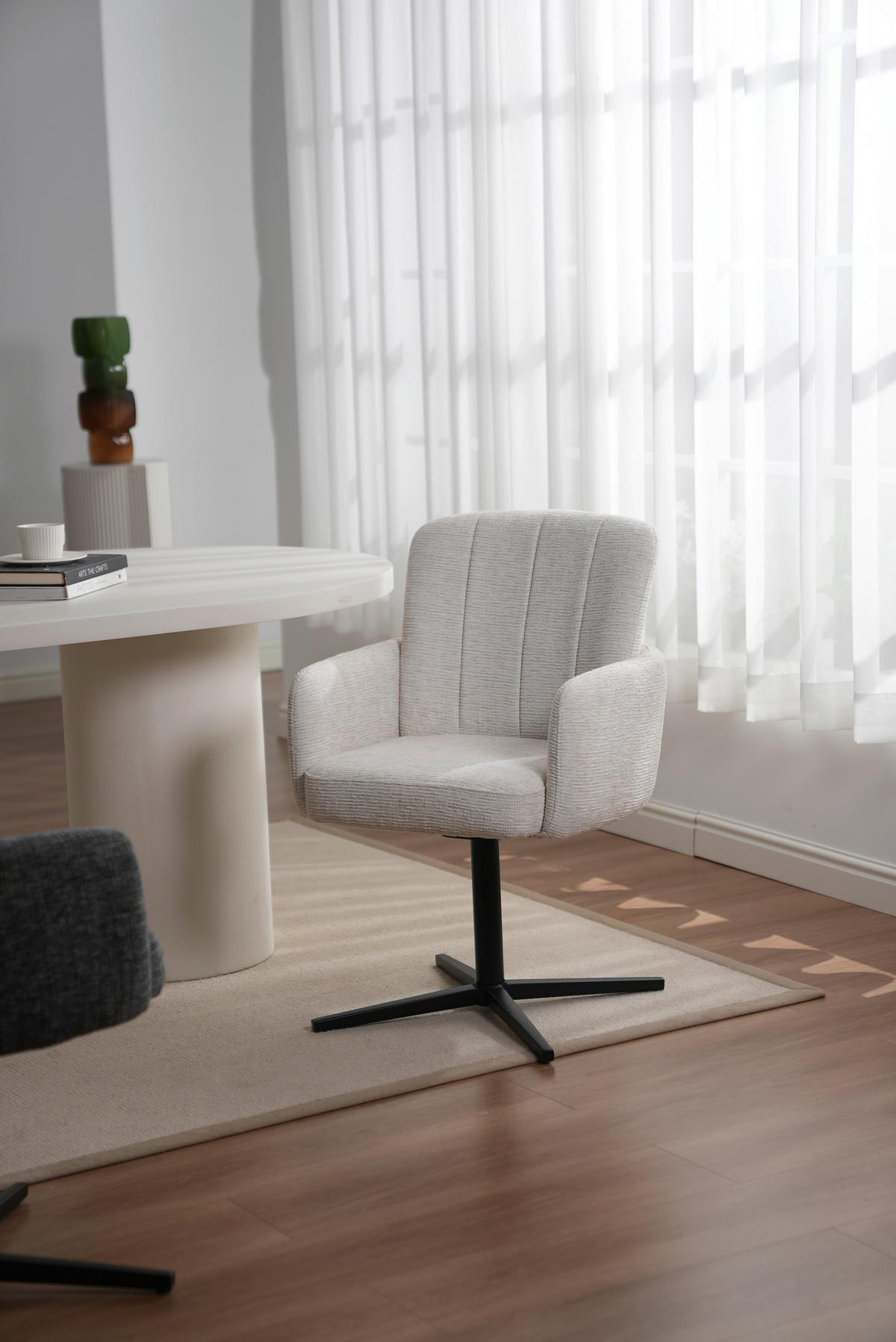 Armlehnstuhl Allison Leinenoptik Beige, B: 58 Cm - Beige/Schwarz, LIFESTYLE, Holz/Textil (58/86/64cm) - Livetastic