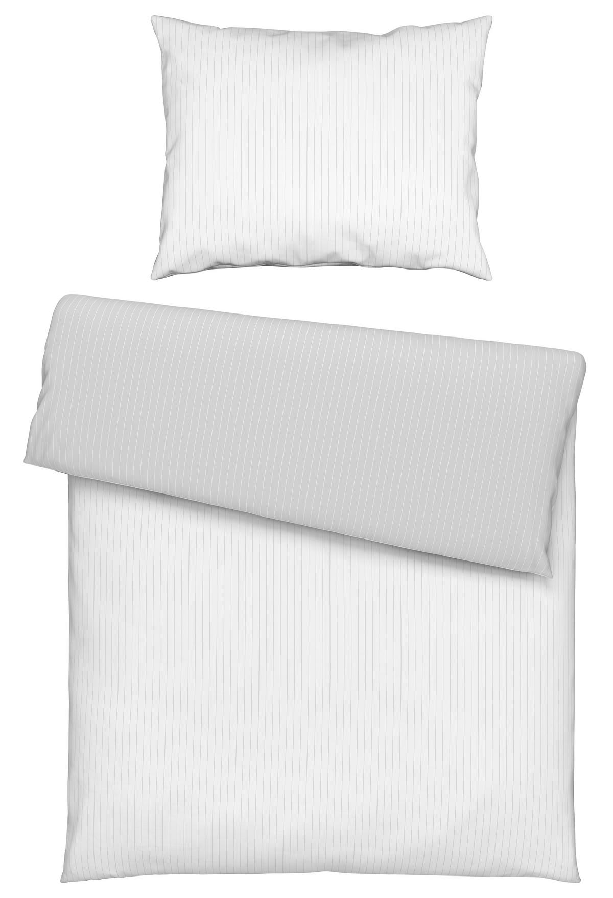 Posteľná bielizeň Twill streif, 70/90 140/200cm - biela/svetlosivá, Modern, textil (140/200cm) - Mömax