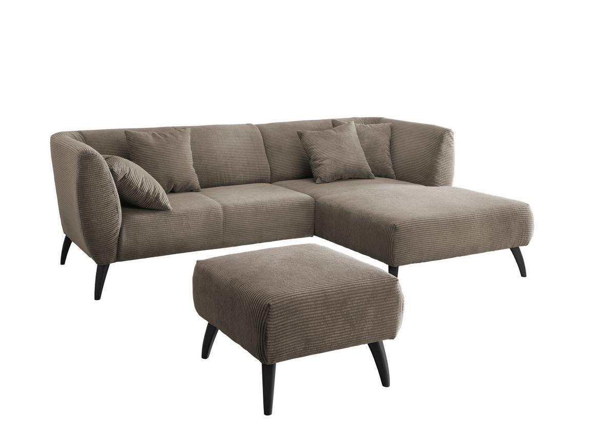 Ecksofa Colori Graubraun S: 264/160 Cm - Graubraun/Schwarz, MODERN, Holz/Textil (264/160cm) - MID.YOU