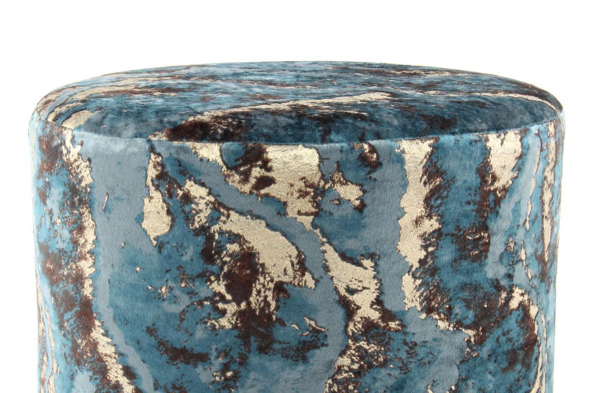 Hocker Gipsy, Dunkelblau B:35 Cm - Goldfarben/Dunkelblau, Design, Textil (35/46/35cm) - Kayoom