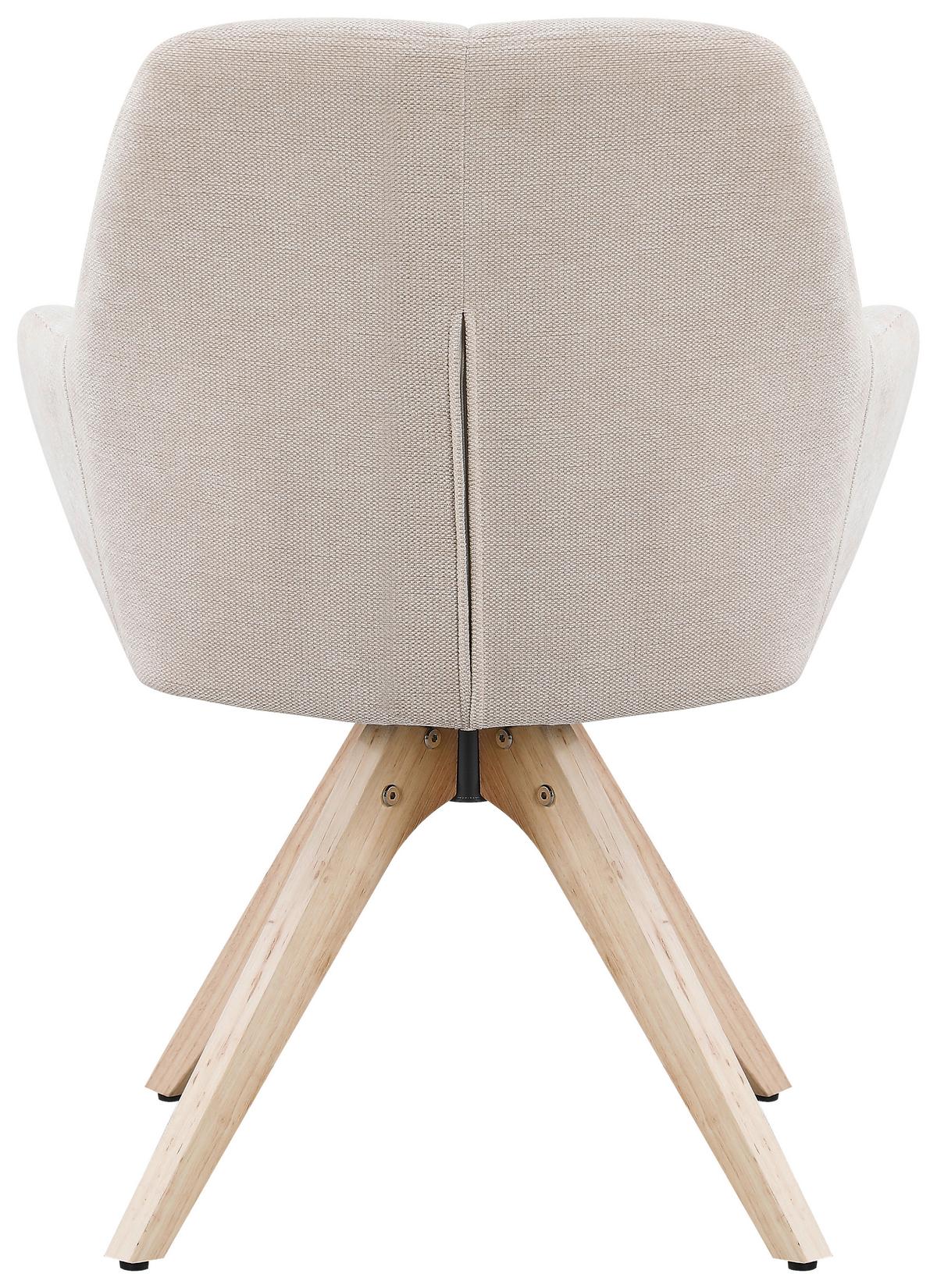Armlehnstuhl Woody Webstoff beige, B: 64 cm - Beige/Naturfarben, Trend, Holz/Textil (64/83/61cm)