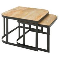 Sada konferenčních stolů WOHNLING svetlěhnedá - černá/světle hnědá, Moderní, kov/dřevo (60/60/40cm) - MID.YOU