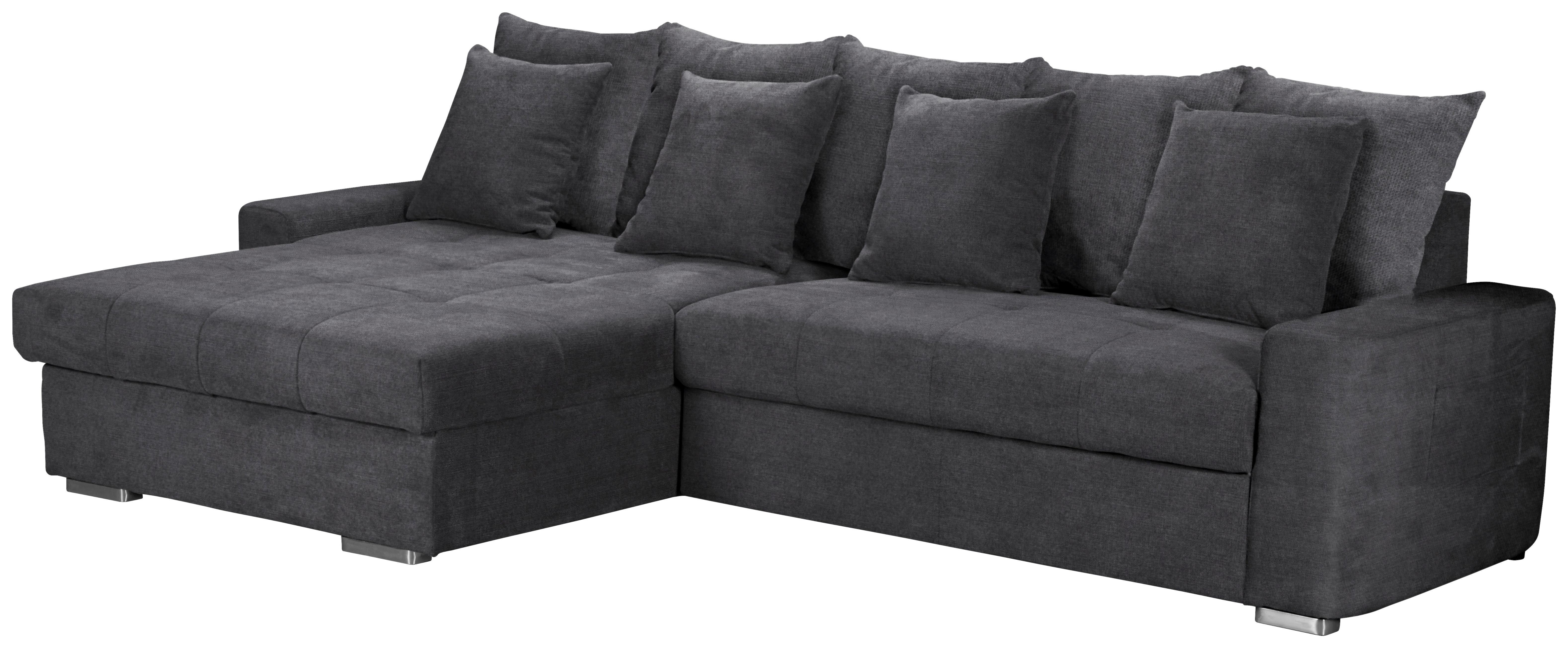 Ecksofa mit Schlaffunktion Salvador und Bettkasten Grau - Wengefarben/Dunkelgrau, MODERN, Holz/Textil (164/293cm) - MID.YOU