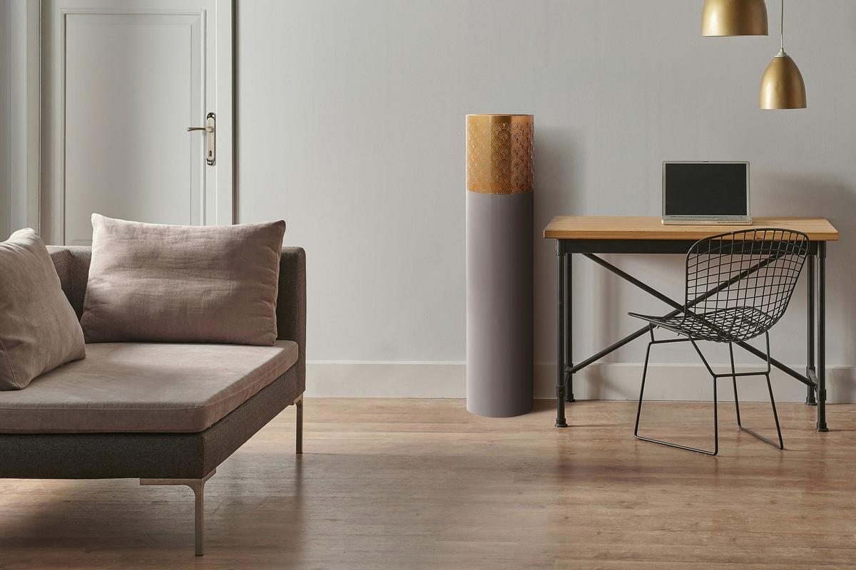 Bodenvase Art Deco Goldfarben, D: 25 cm - Goldfarben, Trend, Metall (25/121cm) - Kayoom