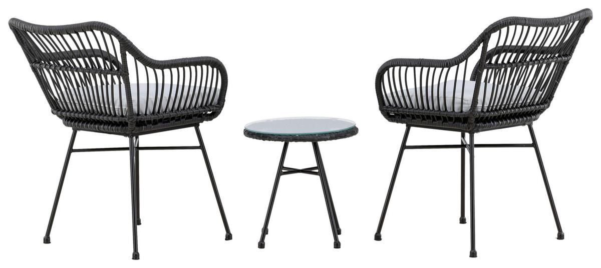 Balkonset Viga - Schwarz, KONVENTIONELL, Kunststoff/Metall - Gardenson