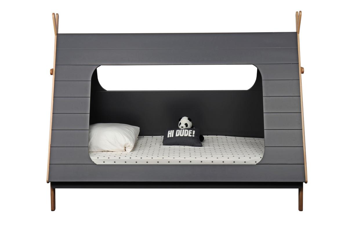 Hausbett Naturfarben /Dunkelgrau 90x200cm - Dunkelgrau/Naturfarben, Design, Holz/Holzwerkstoff (90/200cm) - Livetastic