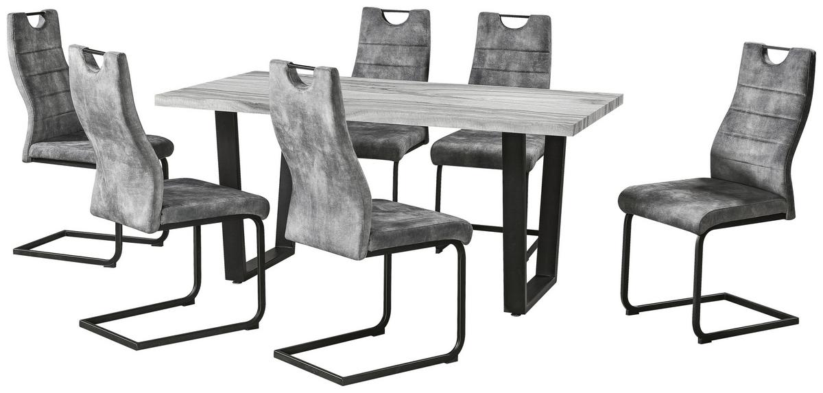 JÍDELNÍ SET MELBOURNE - šedá/černá, Moderní, kov/kompozitní dřevo (160/75/90cm) - Nedis SmartLife