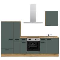 Küchenleerblock Easytouch Low-Line, L3 Links - Dunkelgrün/Eichefarben, MODERN, Holzwerkstoff (270cm) - Nobilia