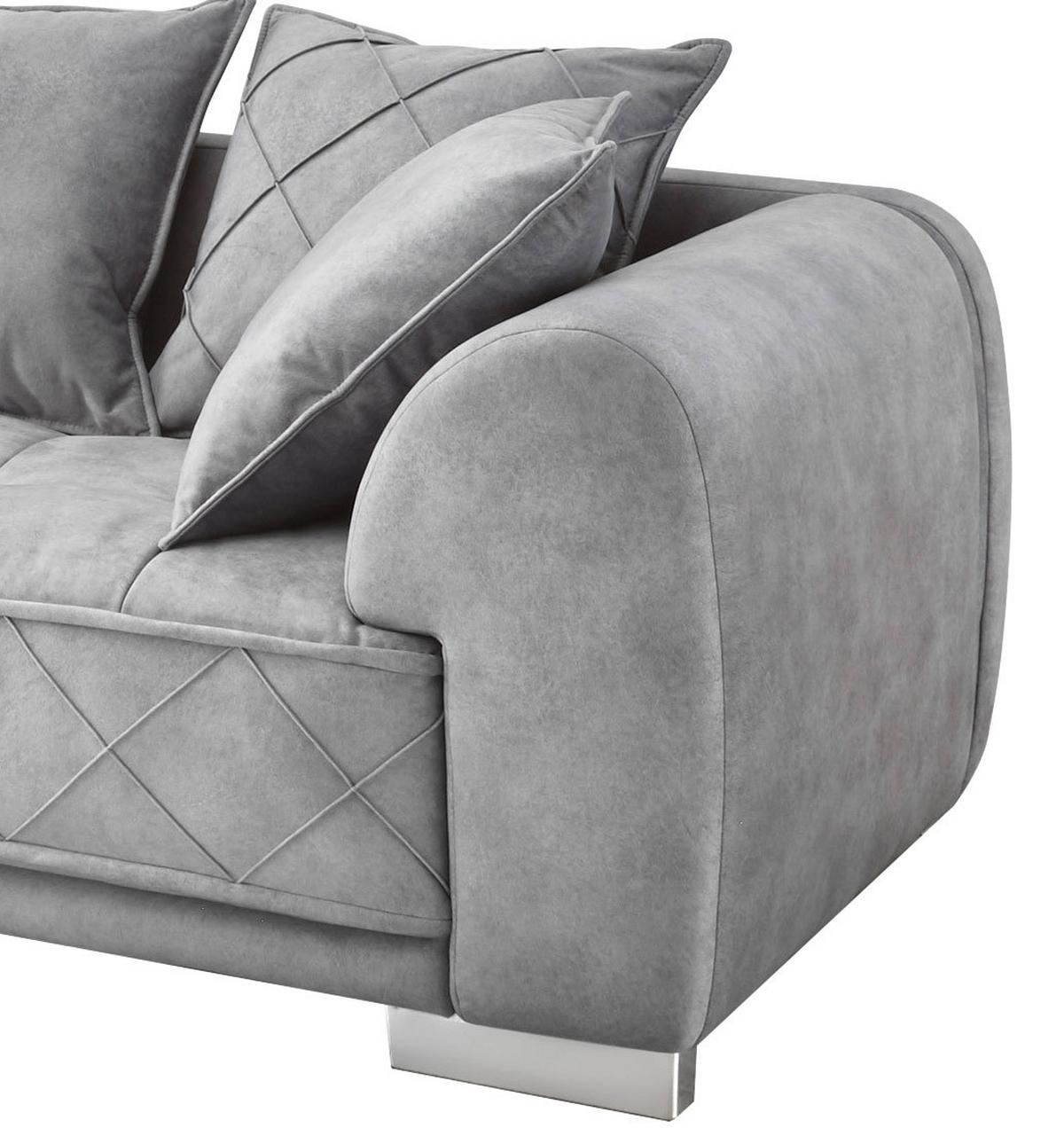 Sedacia súprava v tvare L SENTINA sivá - sivá/strieborná, Basics, textil/plast (319/194cm) - MID.YOU