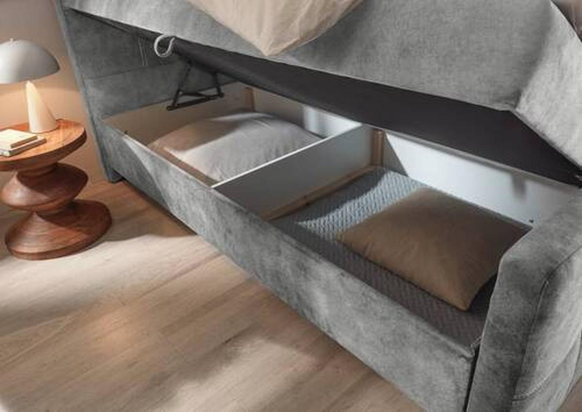 Boxbett Valetta 6 - Schwarz/Grau, MODERN, Holzwerkstoff/Textil (160/200cm) - MID.YOU