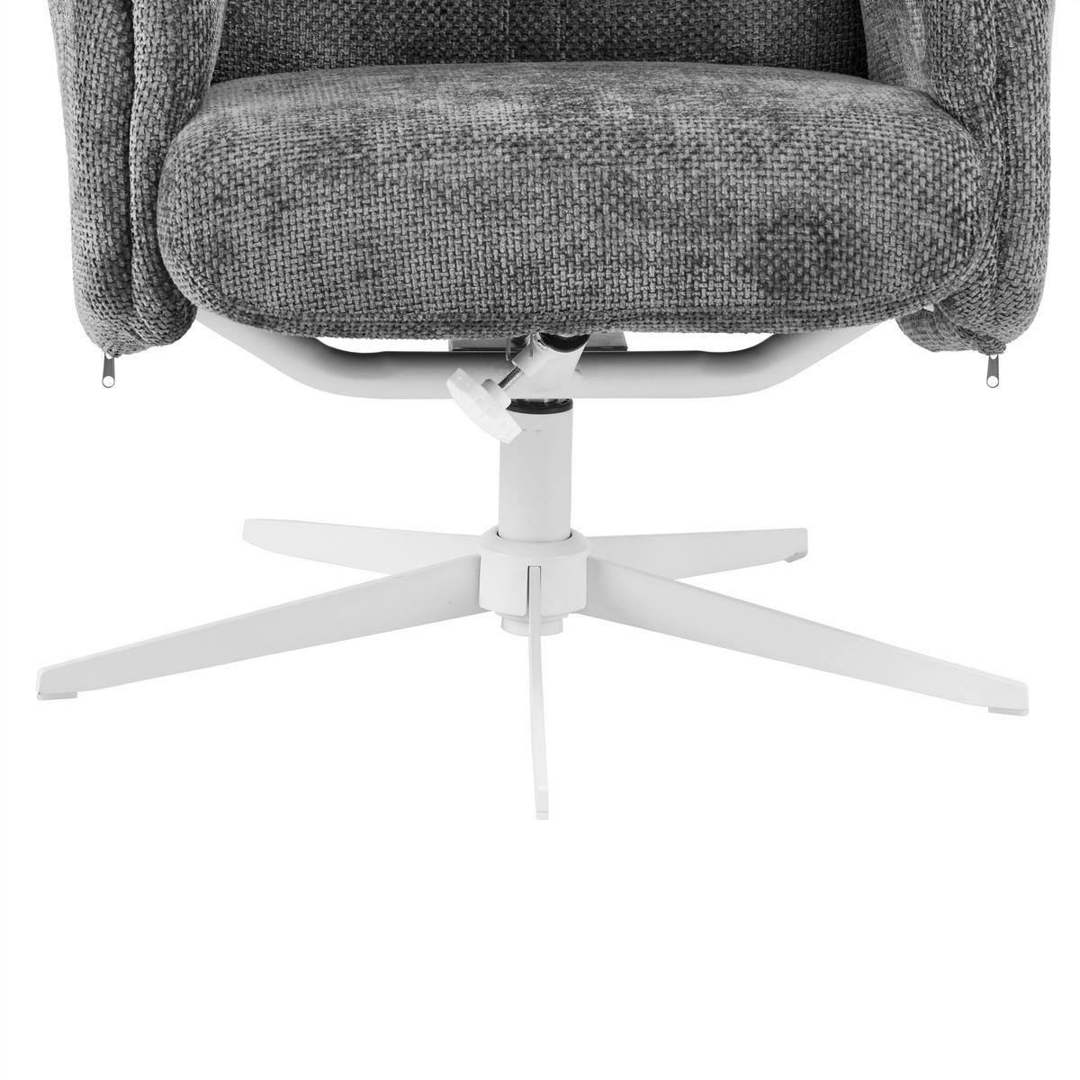 Relaxačné kreslo STAR, grafitová ženilka, s taburetom - biela/grafitová, Modern, kov/textil (72/107-95/86-110cm) - Mömax