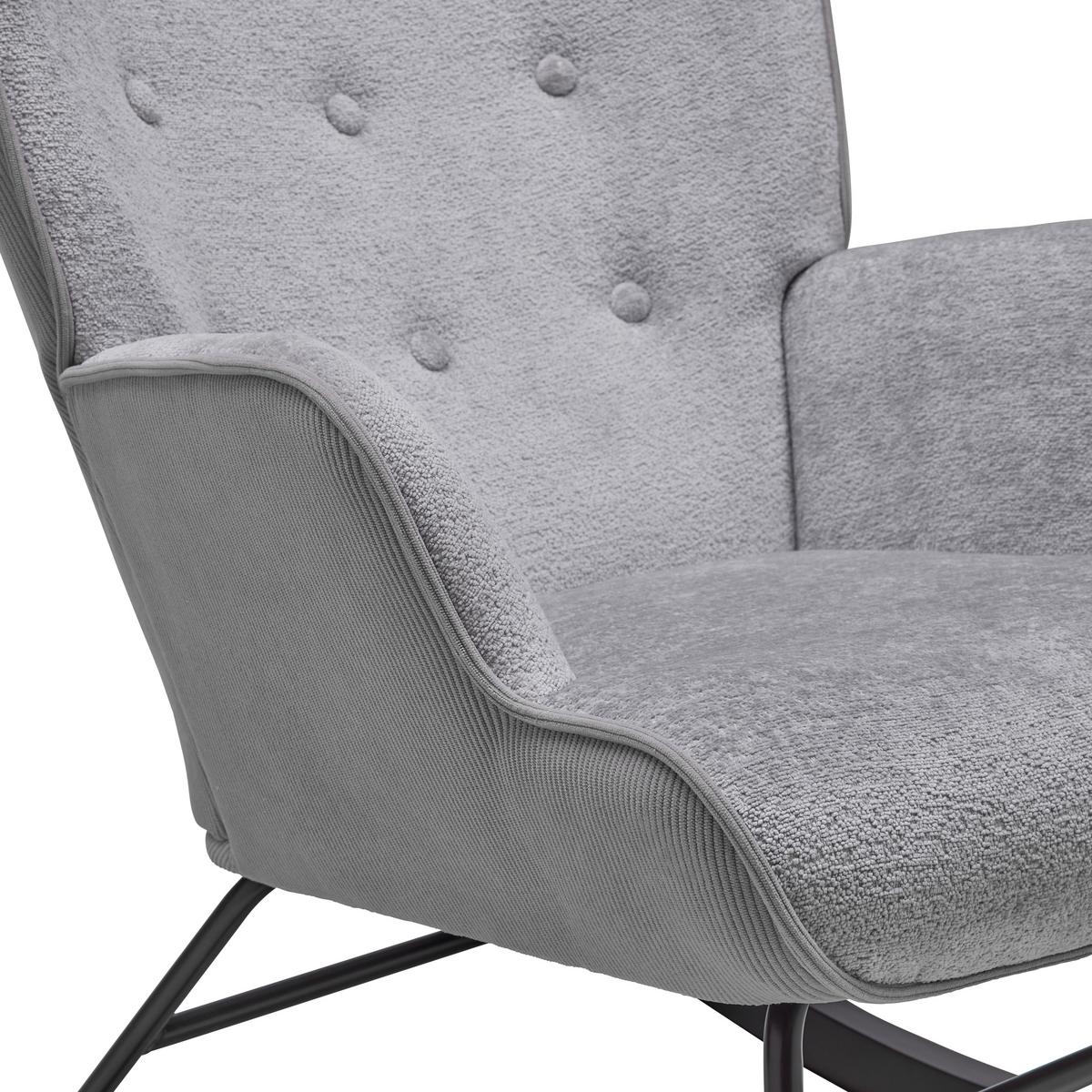 Hojdacie kreslo ROCK, sivá, max. 140 kg - čierna/sivá, Modern, kov/drevo (66/90/77cm) - Mömax