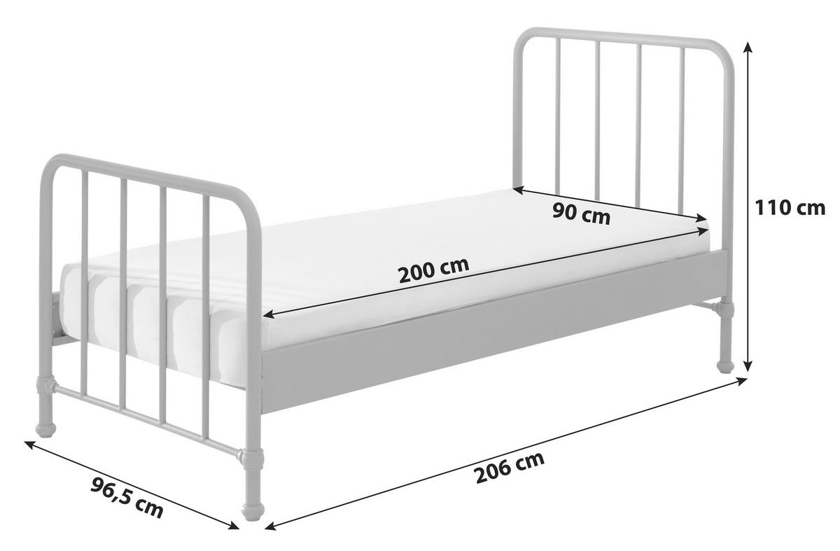Postel pro děti a mládež BRONXX černa - černá, Moderní, kov/dřevo (90/200cm) - MID.YOU