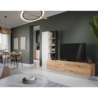 Szekrénysor Tevisa - tölgyfa színű/fekete, Modern, faalapú anyag (230/180/41,6cm)