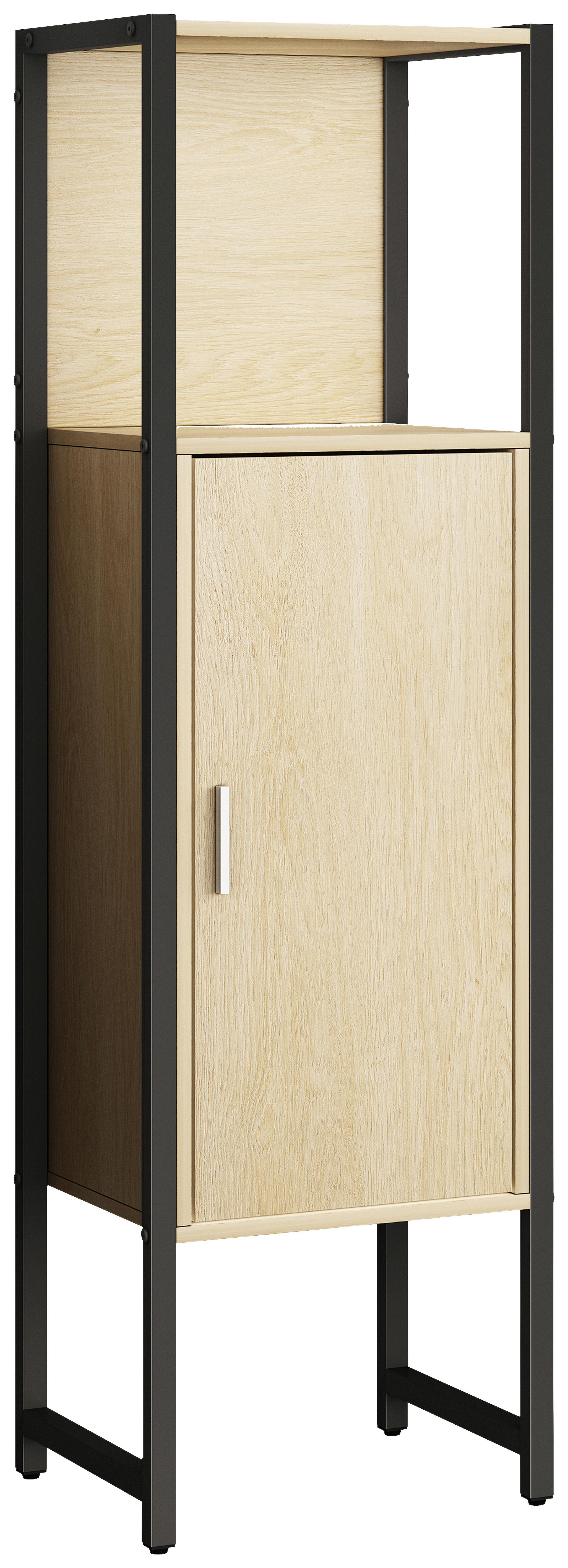 Midischrank Edino - Honigeiche/Schwarz, MODERN, Holzwerkstoff/Metall (33/114/30cm) - MID.YOU